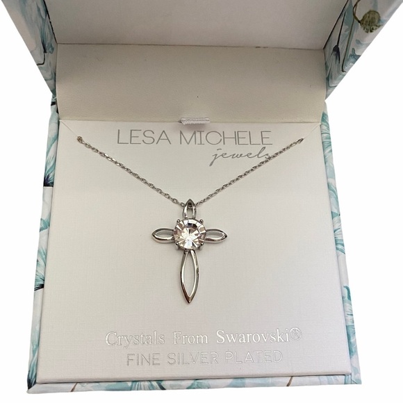 Lesa Michele Jewels Swarovski Cross Necklace - Picture 1 of 5
